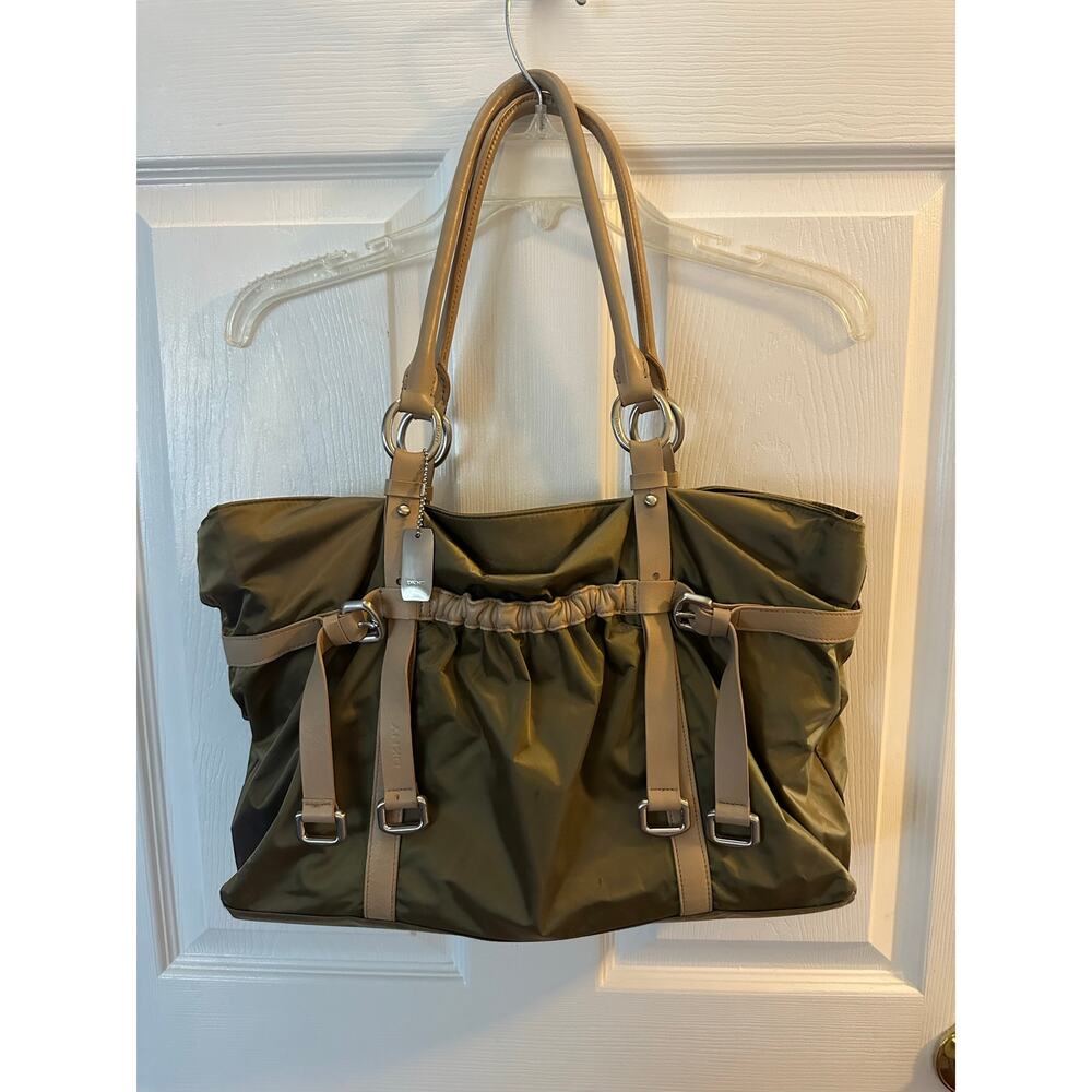 DKNY Vintage Nylon Bag Purse Tote Green Made in Indonesia Y2K